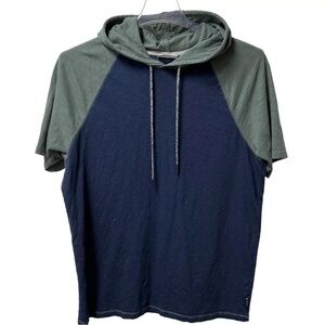 ROWM Raglan Baseball Blue Green Shirt Men’s Size Large Hooded T-shirt